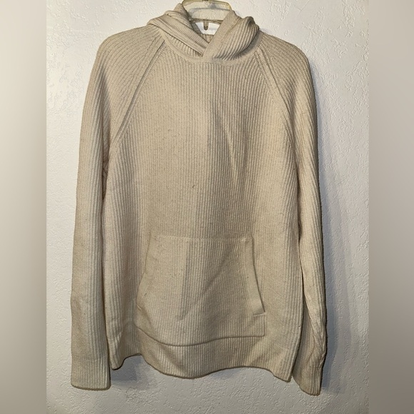 Banana Republic Sweater Men Medium Cream  Hoodie Knit Preppy Casual Wool Blend - Picture 1 of 4